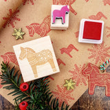 Dala Horse Christmas Rubber Stamp