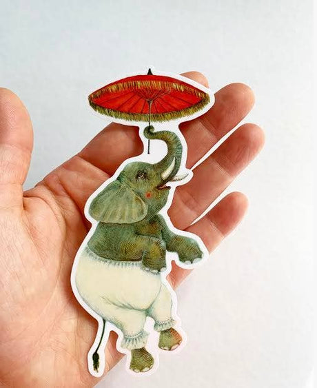 Pegatina de vinilo con elefante bailando