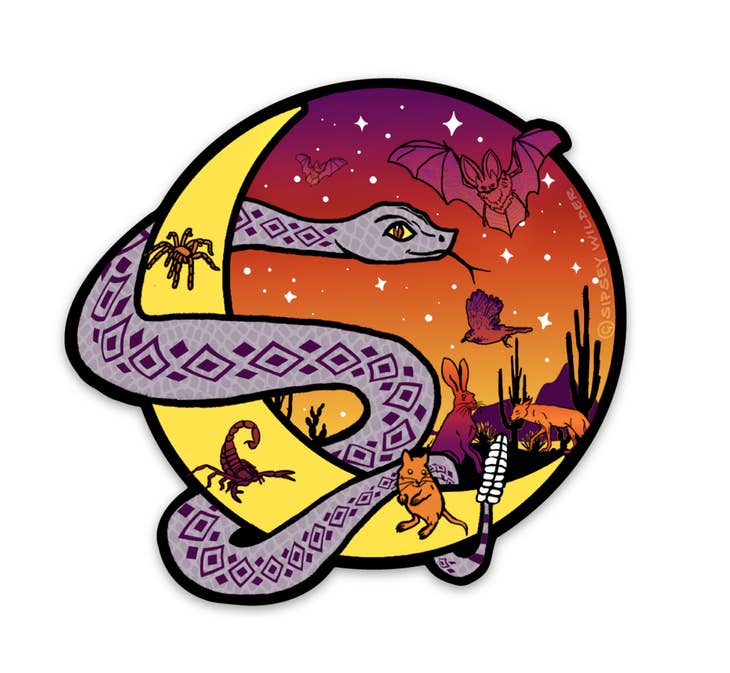 Pegatina de vinilo de serpiente de cascabel del desierto