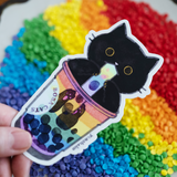 Boba Cat Rainbow Vinyl Sticker