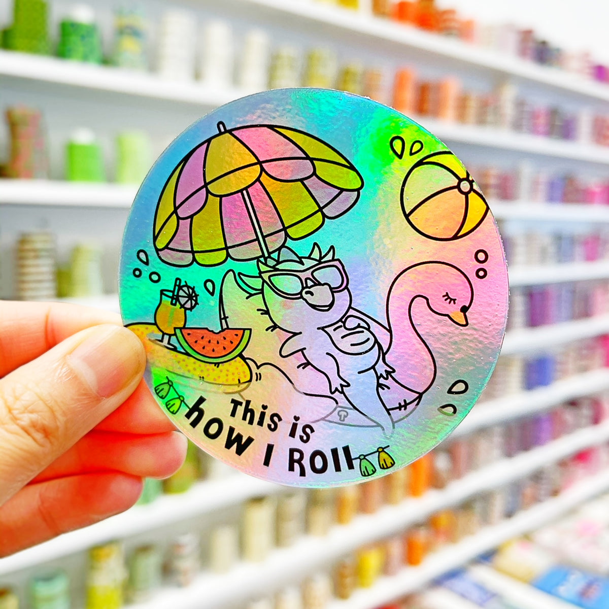 Dragon Sticker Roll This Is How I Roll - Dragon Summer Babe Holographic Vinyl Sticker ...