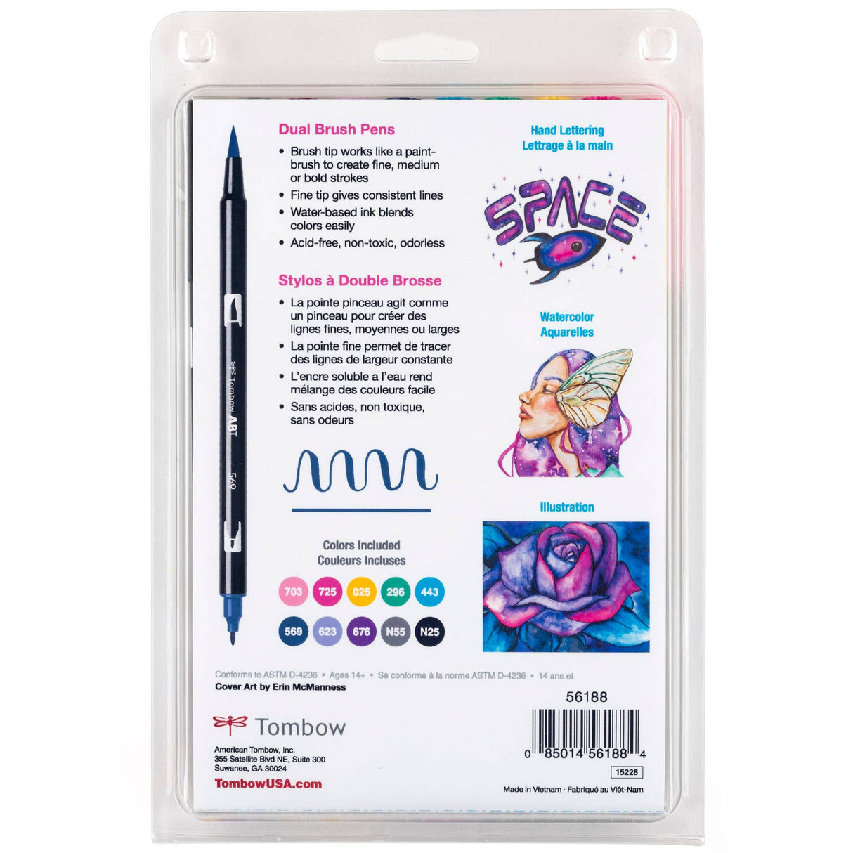 Dual Brush Pen Art Markers Galaxy 10-Pack