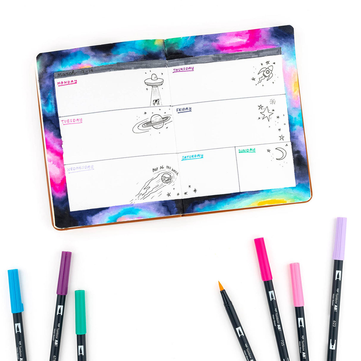 Dual Brush Pen Art Markers Galaxy 10-Pack