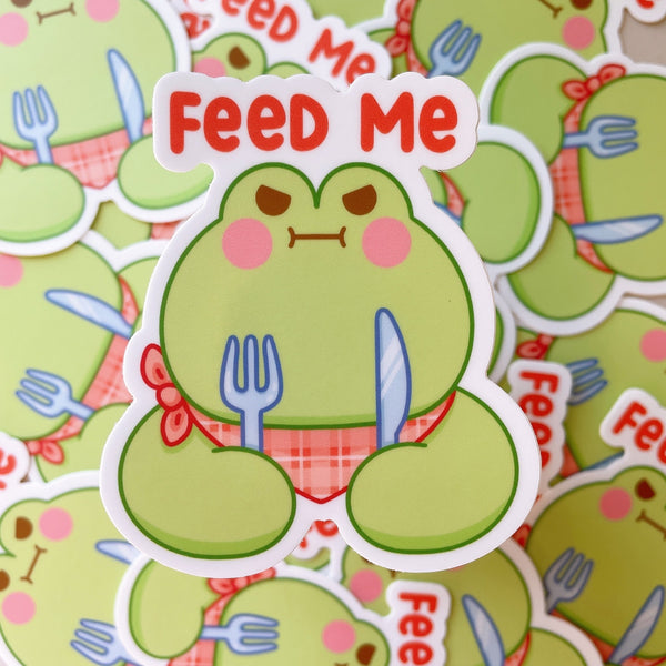 Feed Me Matcha the Frog Vinyl Sticker