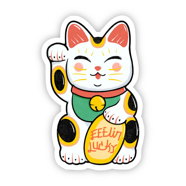 Maneki Neko Feeling Lucky Fortune Cat Sticker. 