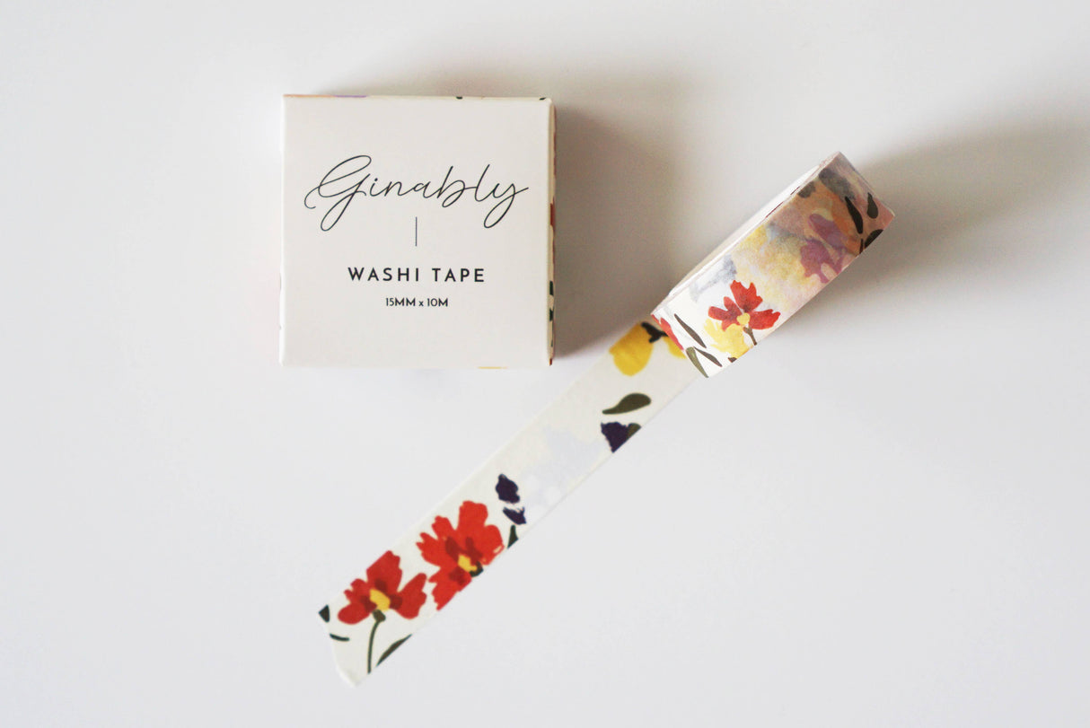 Cinta washi con pintura floral