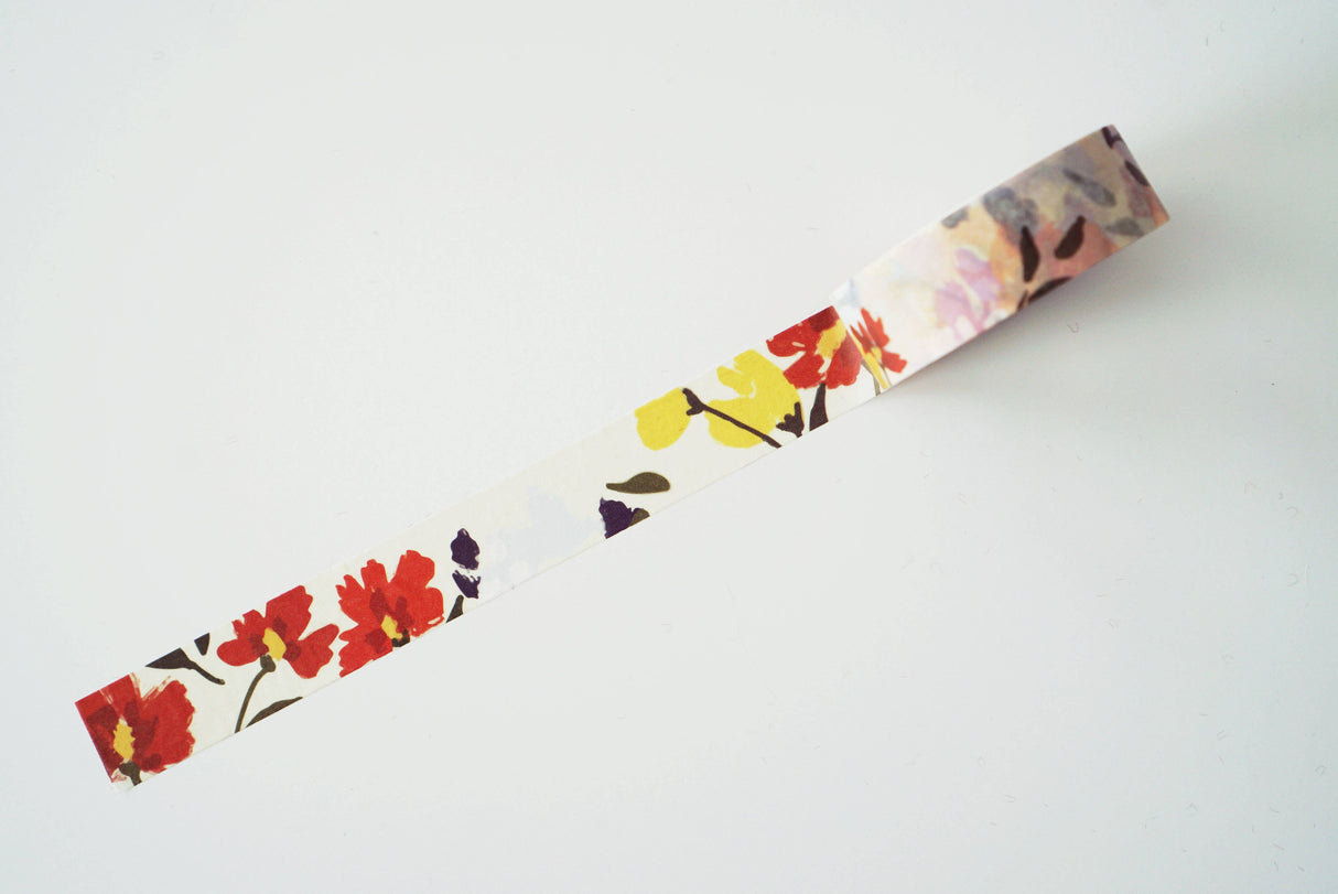 Cinta washi con pintura floral