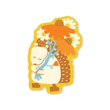 Adhesivo de vinilo con forma de erizo y flores