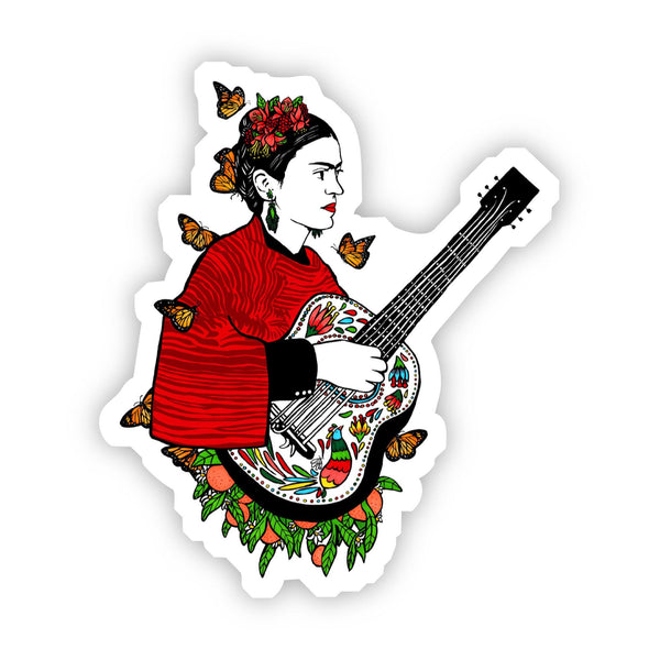 Frida Kahlo Guitar and Butterfly Vinyl Sticker