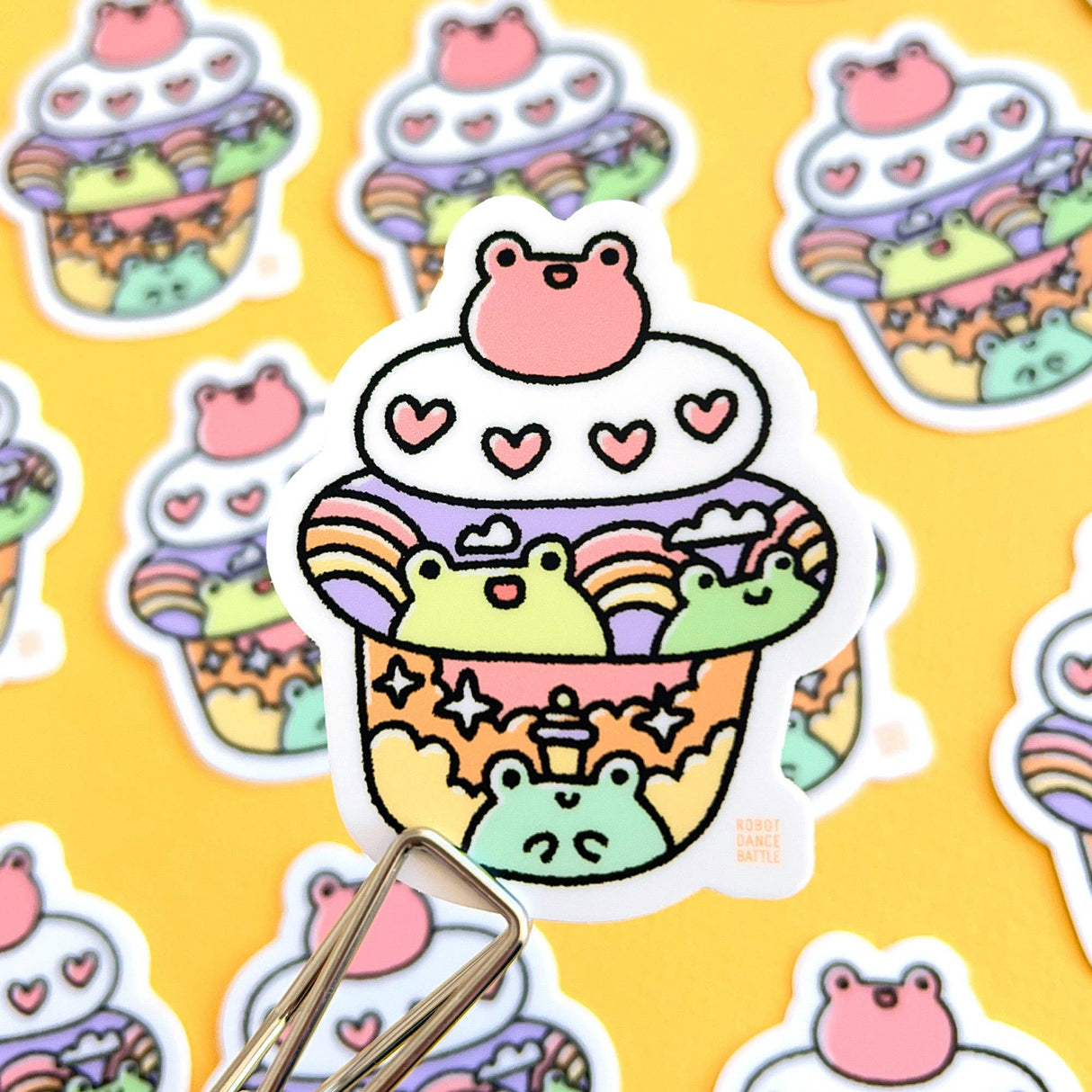 Frog Cupcake Vinyl Sticker