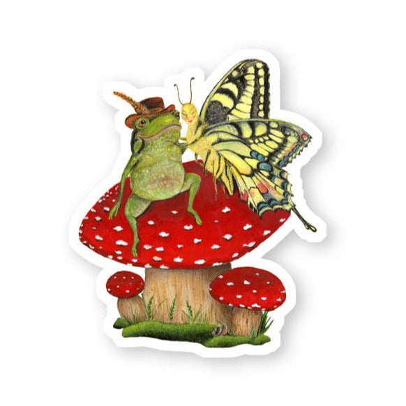 Frog & Butterfly Vinyl Sticker