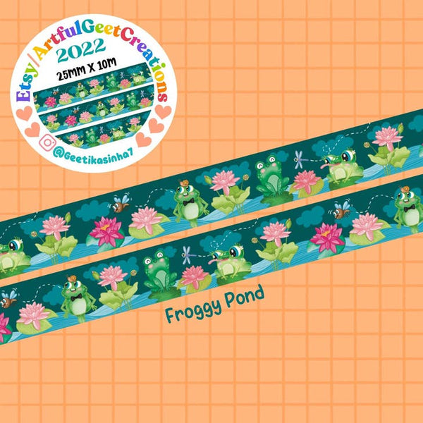 Frogs in Lotus Flower Pond Washi Tape Artful Geet Creations