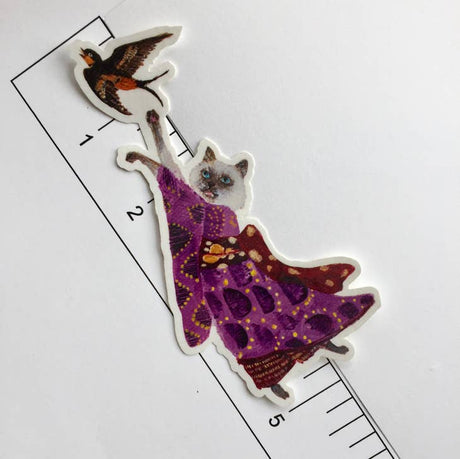 Pegatina de vinilo con forma de gata geisha