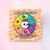 Grumpy Chicken Food Picker Spinner Enamel Pin