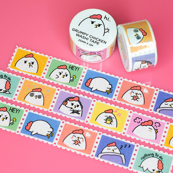 Grumpy Chicken Stamp Washi Tape Robot Dance Battle