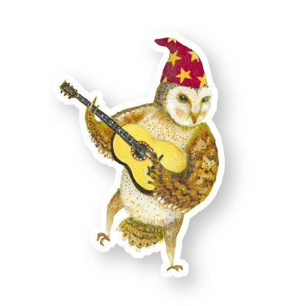 Guitar Owl Vinyl Sticker