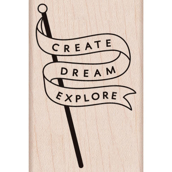 Create Dream Explore Banner Hero Arts Mounted Rubber Stamp