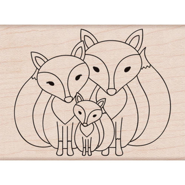 Fox Family Hero Arts Mounted Rubber Stamp