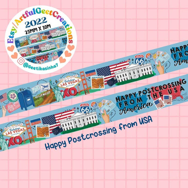 Happy Postcrossing from USA Washi Tape