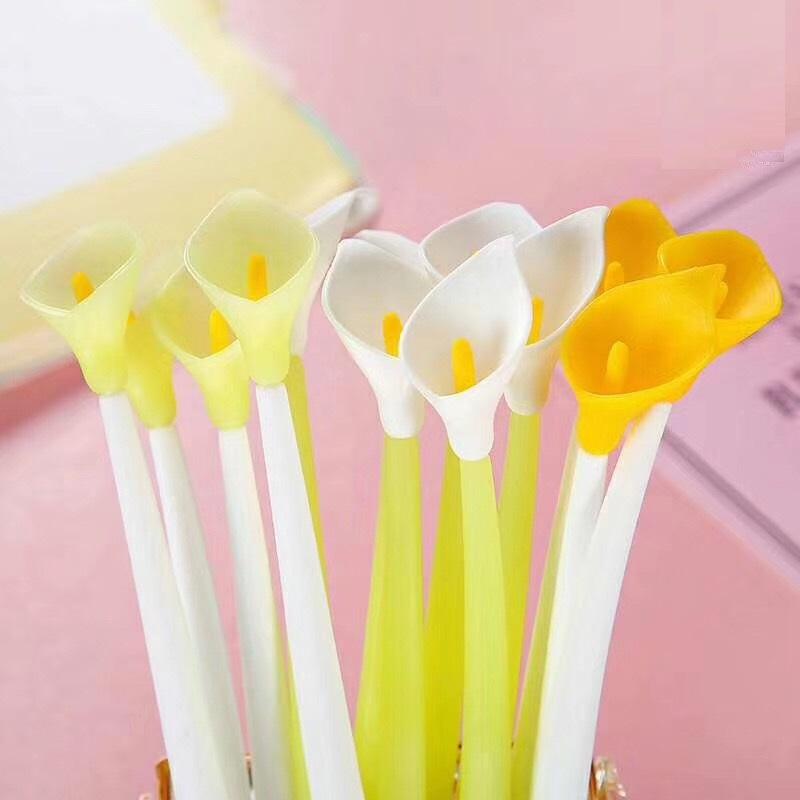 Bolígrafo de gel con forma de flor de lirio, tinta negra