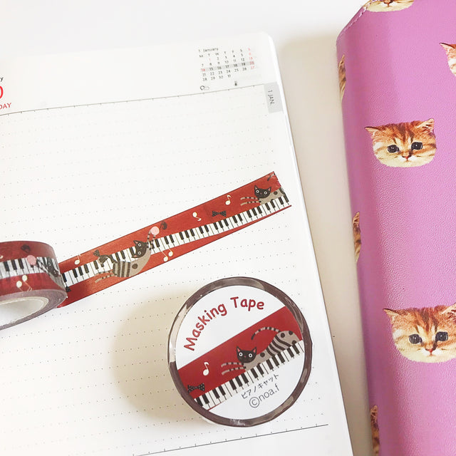 Piano Cat Nao Family Japanese Washi Tape