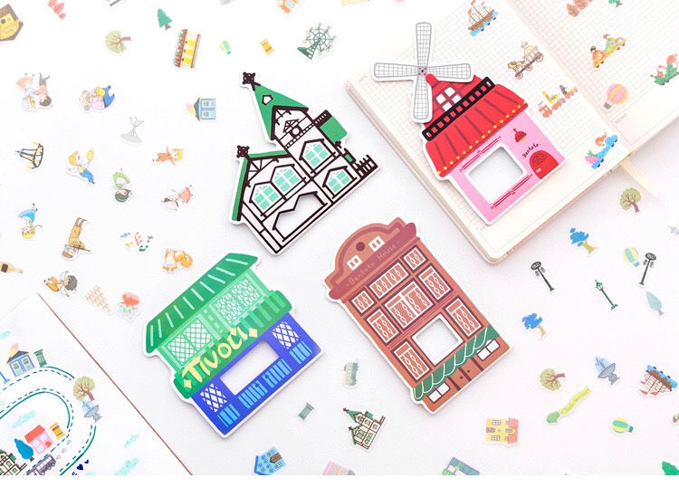 Houses Washi Flake Sticker (40 pieces)
