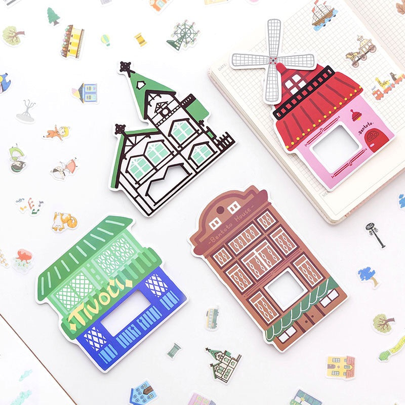 Houses Washi Flake Sticker (40 pieces)
