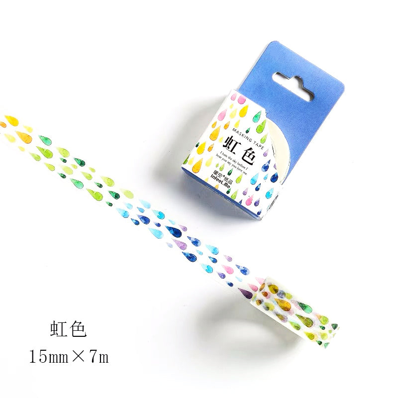 Cinta washi con gotas de arcoíris 