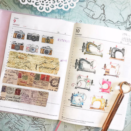 Cinta washi con sellos postales antiguos