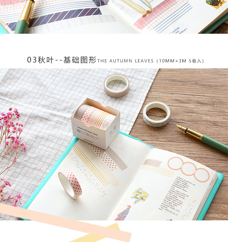 The Autumn Leaves Pattern Washi Tape Set