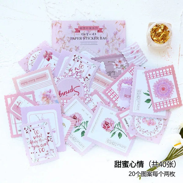 Rose Stamp Washi Flake Sticker