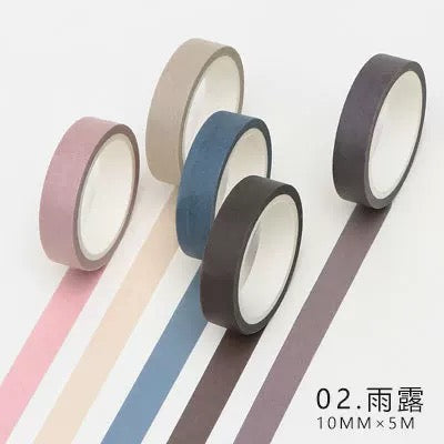 Juego de 5 rollos de cinta washi de colores sólidos Rain &amp; Dew 
