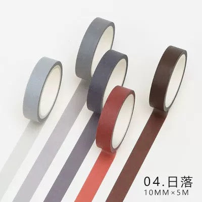 Juego de 5 rollos de cinta washi de colores sólidos Sunset 