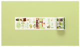 Cinta washi ancha con diseño de collage de color verde claro 
