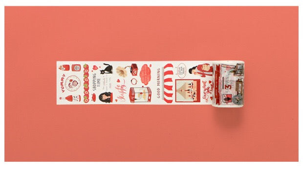 Cinta washi ancha con collage rojo 
