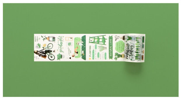 Cinta washi ancha con collage verde 
