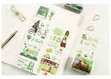 Cinta washi ancha con collage verde 