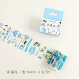 Cinta washi ancha con collage azul 