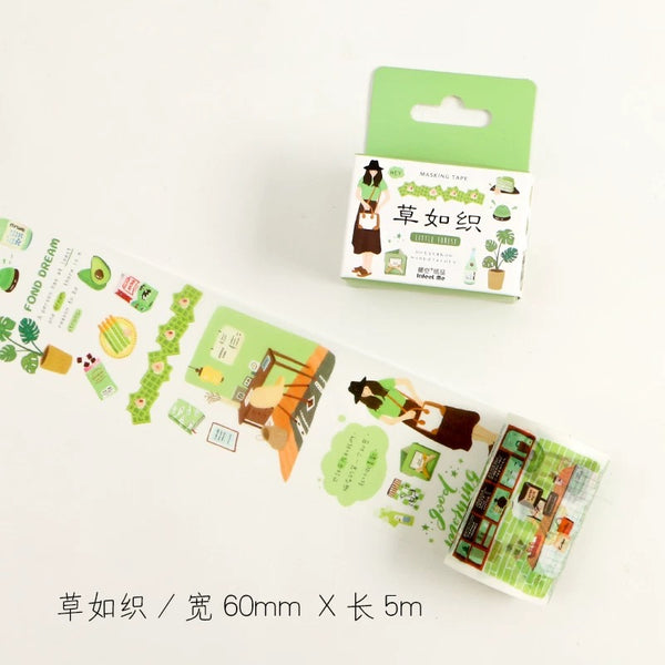 Light Green Collage Wide Washi Tape