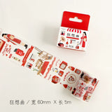 Cinta washi ancha con collage rojo 