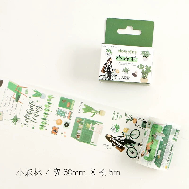 Cinta washi ancha con collage verde 
