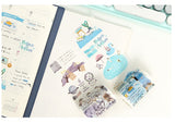 Cinta washi ancha con collage azul 
