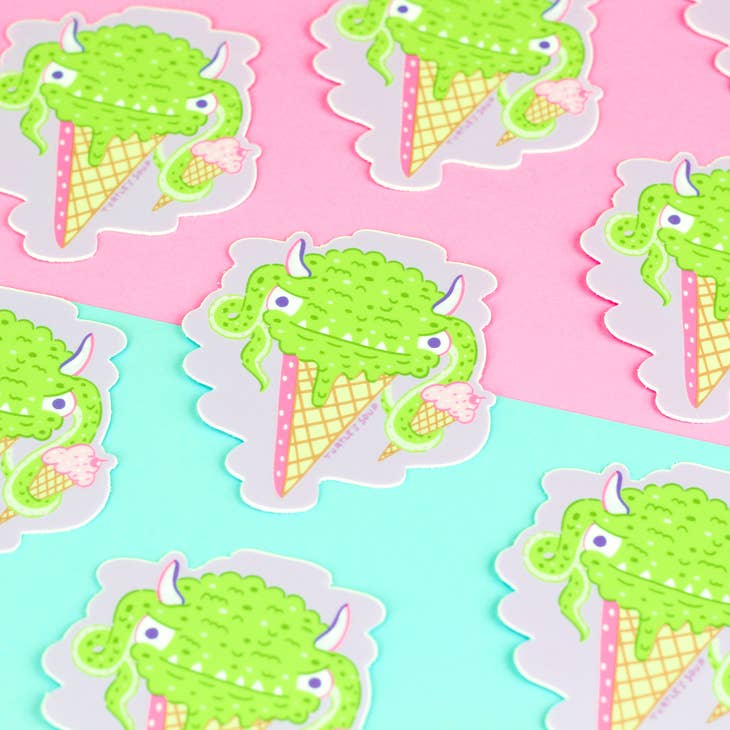 Ice Cream Cone Monster Vinyl Sticker