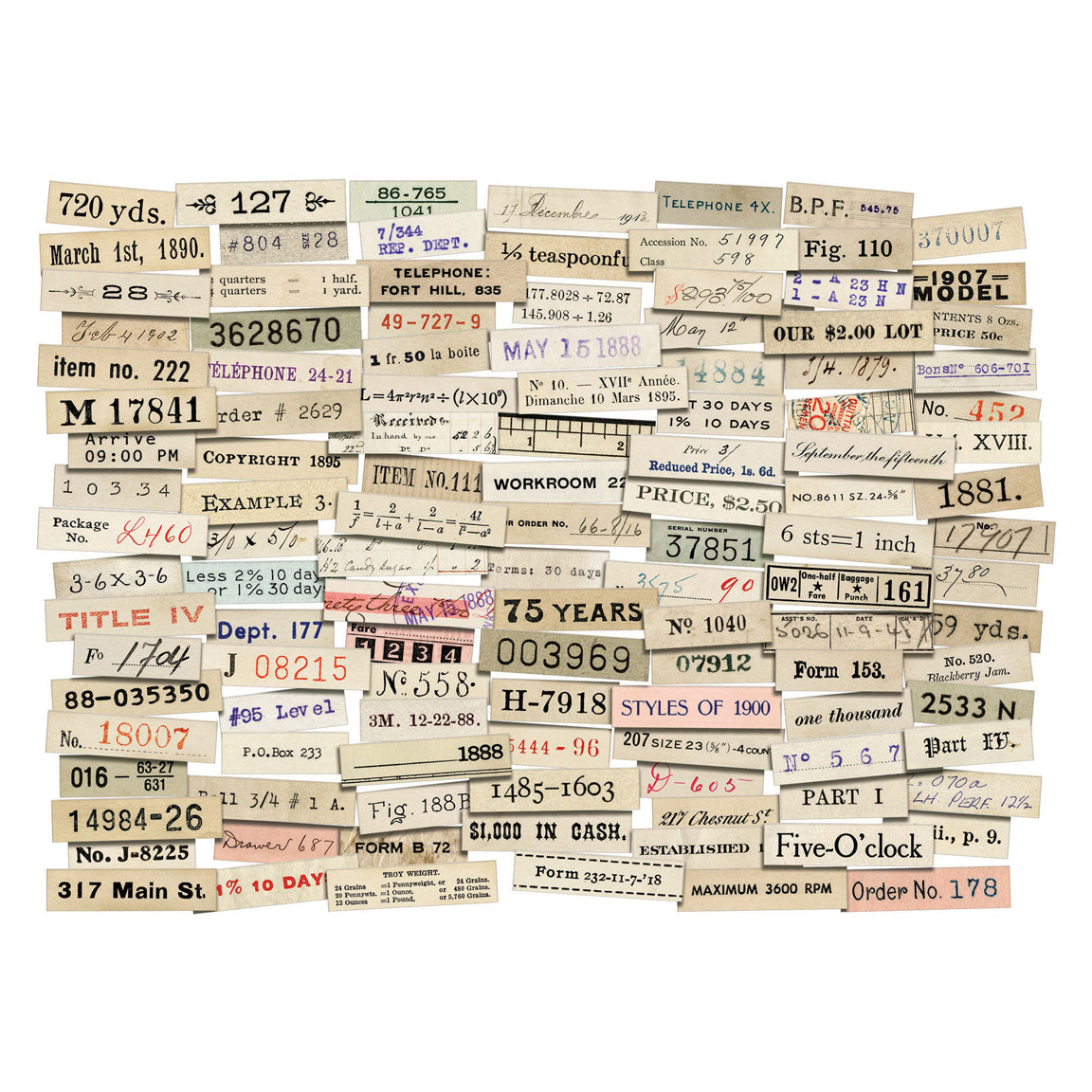 Idea-Ology Ephemera Snippets Number Strips 119/Pkg