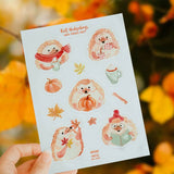 Ingrid Press Fall Hedgehogs Vinyl Sticker sheets