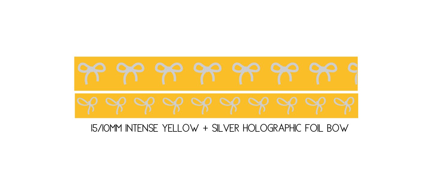simply gilded WASHI TAPE 15/10mm BOW set - INTENSE YELLOW + silver holographic (May Release, Presale) 