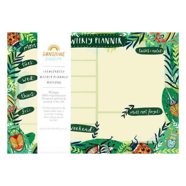Jungle Bugs A4 Weekly Planner Notepad