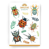 Our quirky range of folk art inspired illustrated bugs and beetles in sticker sheet form, with easy peel stickers that are perfect for adding to notebooks and bullet journal spreads