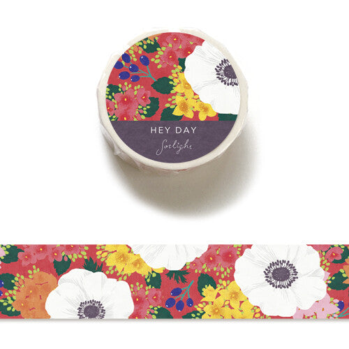 Cinta washi con motivos de Kalanchoe y amapola