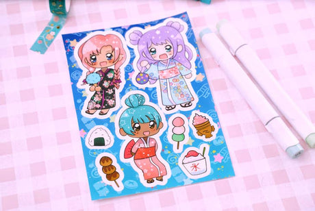 Kawaii Anime Summer Festival Sticker Sheet